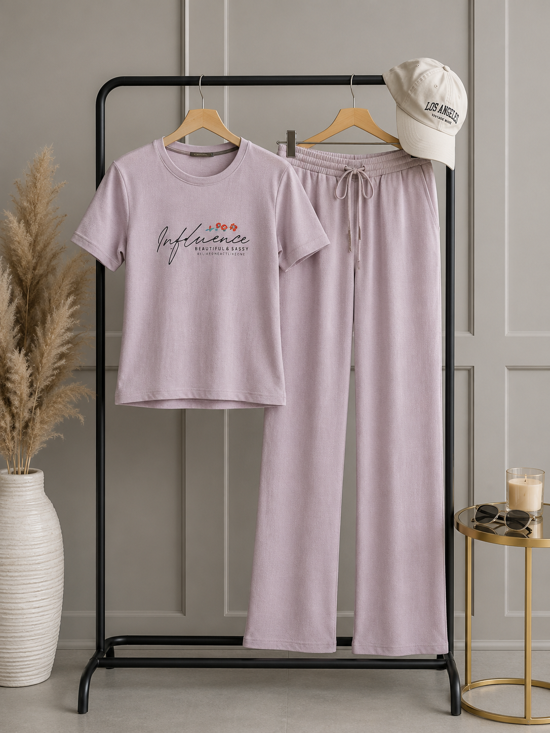 Hamilton Knitted Co-Ord Set for Women – T-Shirt & Wide-Leg Pants | 3 Colours | Sizes L–2XL | Miss Kapachi