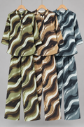 Women's Abstract Wave Print Tunic & Wide-Leg Pants Co-Ord Set | Miss Kapachi