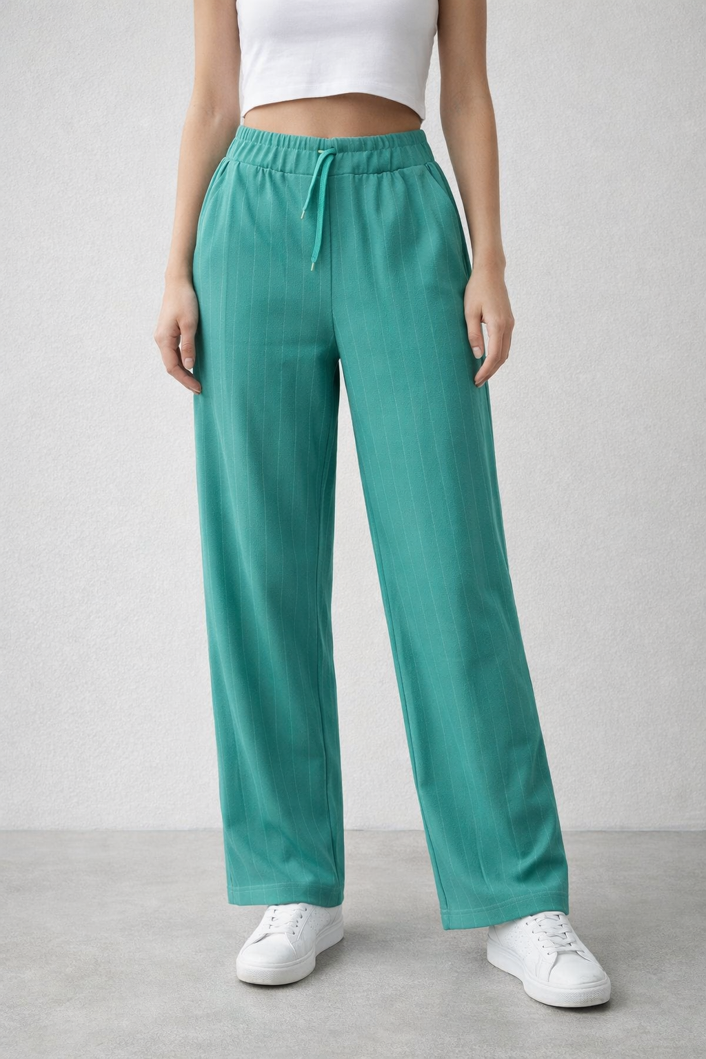 Valentino Stripe Knit Wide-Leg Pants | Drawstring Straight Fit Trousers – Miss Kapachi