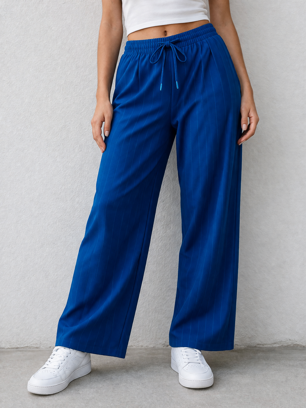 Valentino Stripe Knit Wide-Leg Pants | Drawstring Straight Fit Trousers – Miss Kapachi