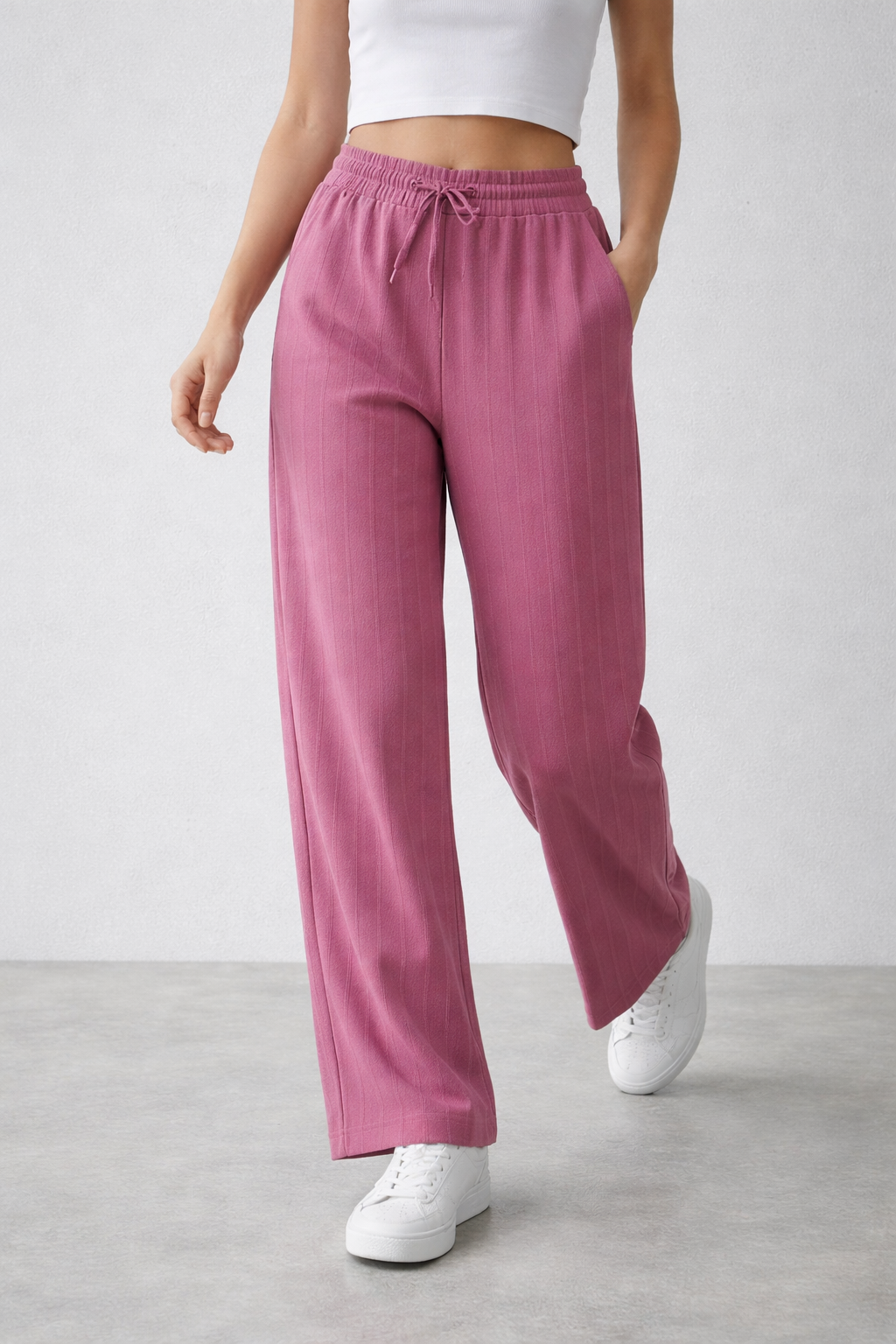 Valentino Stripe Knit Wide-Leg Pants | Drawstring Straight Fit Trousers – Miss Kapachi