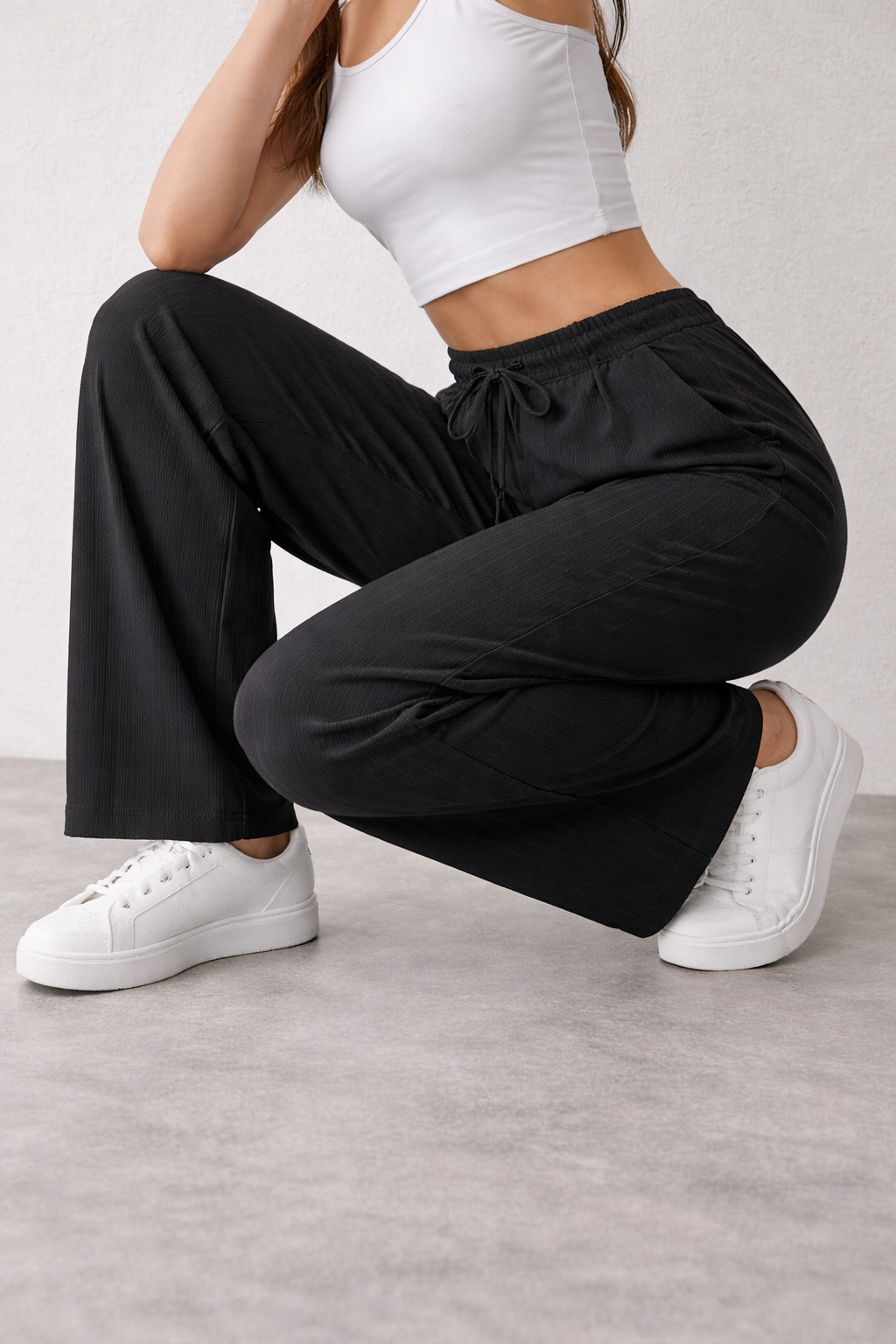 Valentino Stripe Knit Wide-Leg Pants | Drawstring Straight Fit Trousers – Miss Kapachi