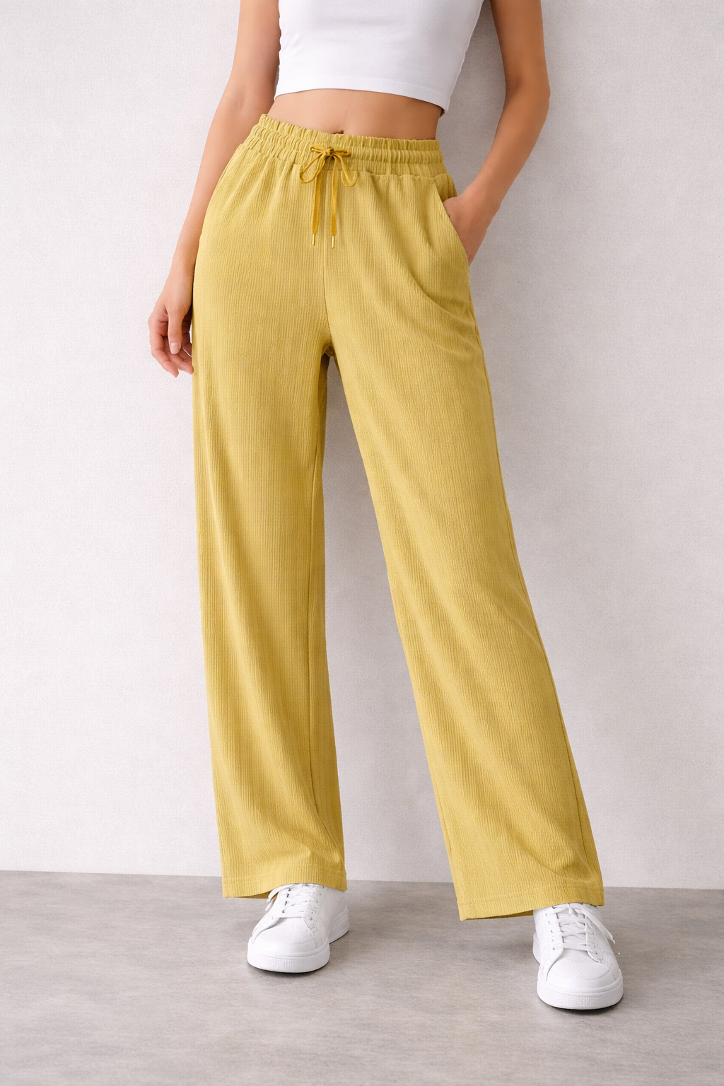 Valentino Stripe Knit Wide-Leg Pants | Drawstring Straight Fit Trousers – Miss Kapachi