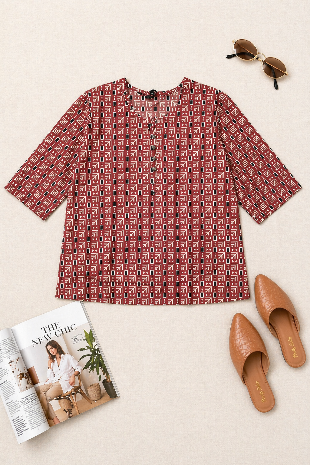 Cotton Ajrakh Block Print Top for Women | Plus Size 3XL 4XL | Zero+1