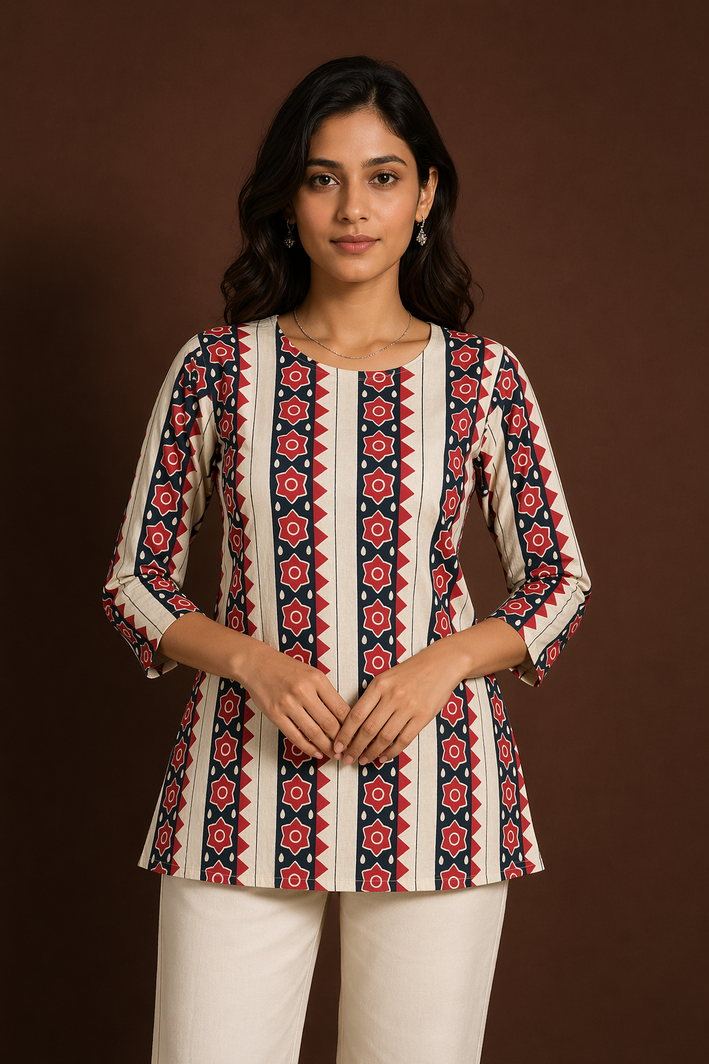 Geometric Print Cotton Tunic Top for Women | Miss Kapachi