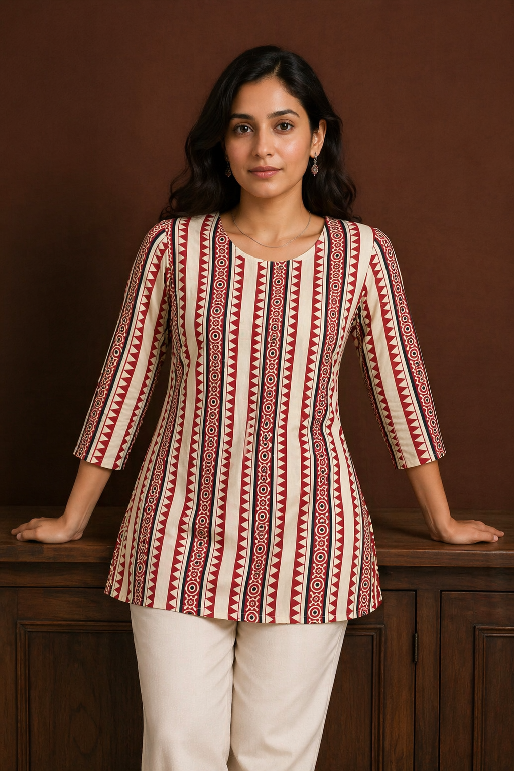 Geometric Print Cotton Tunic Top for Women | Miss Kapachi