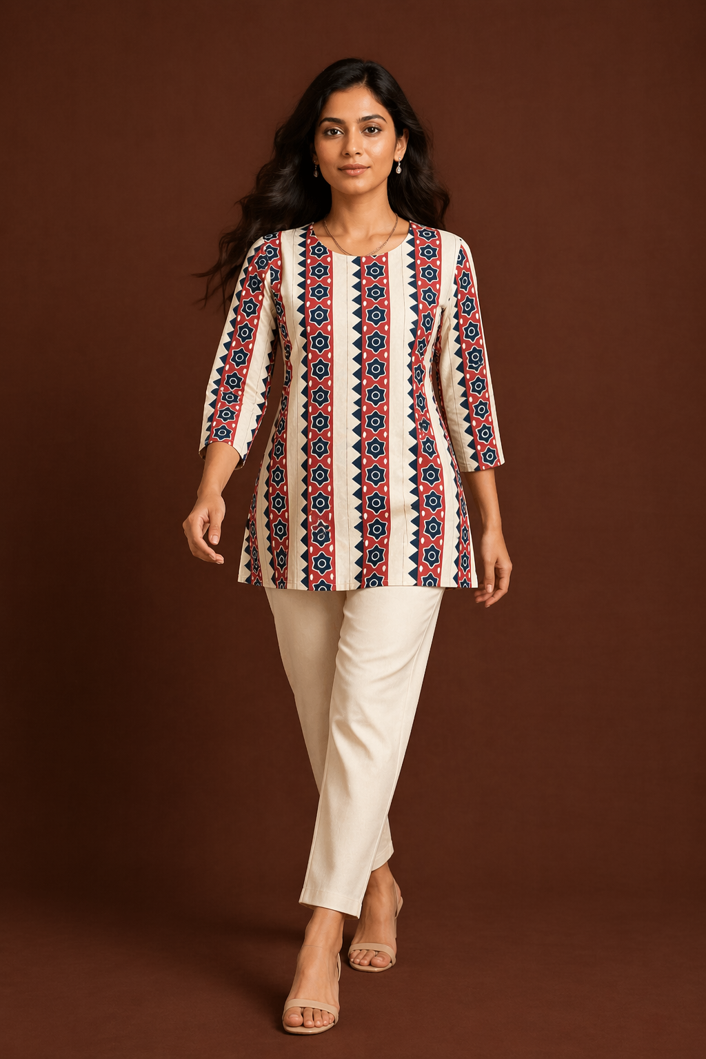 Geometric Print Cotton Tunic Top for Women | Miss Kapachi