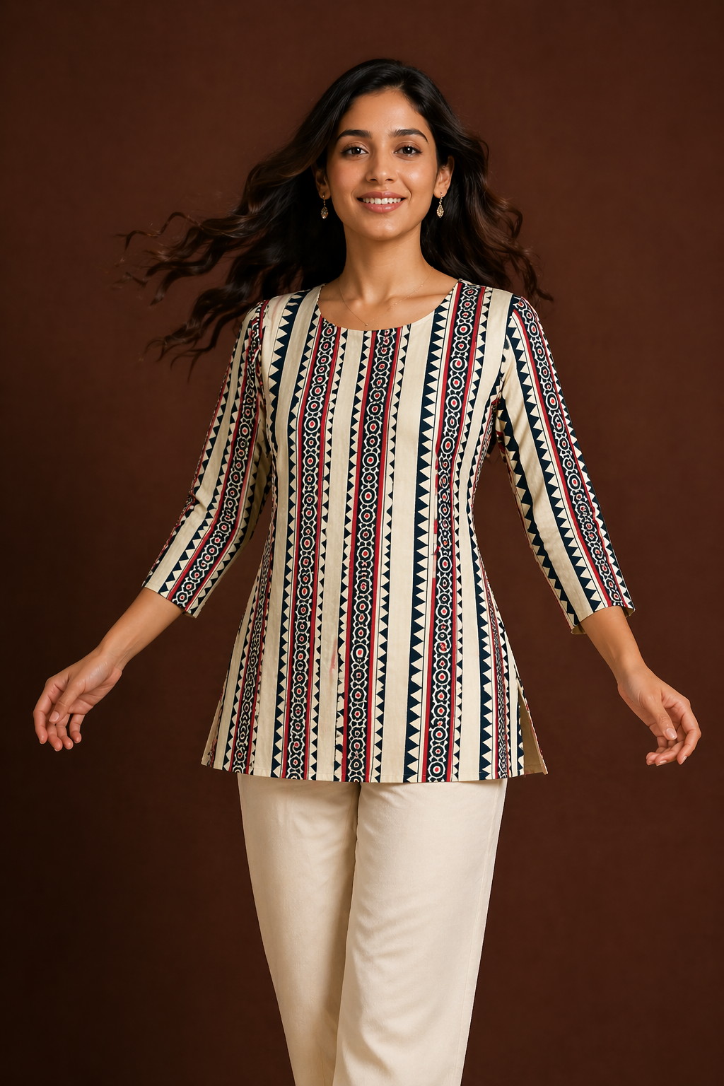 Geometric Print Cotton Tunic Top for Women | Miss Kapachi