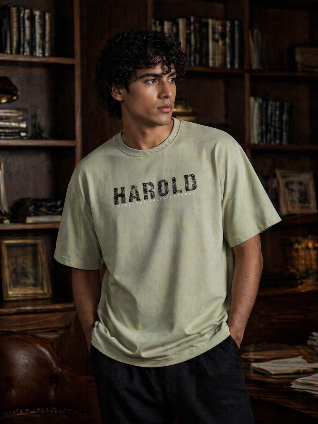 Men's HAROLD Slogan Print Oversized T-Shirt | Diamond Fine Knits | Lemon8