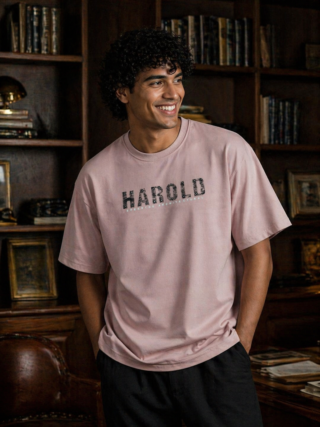 Men's HAROLD Slogan Print Oversized T-Shirt | Diamond Fine Knits | Lemon8