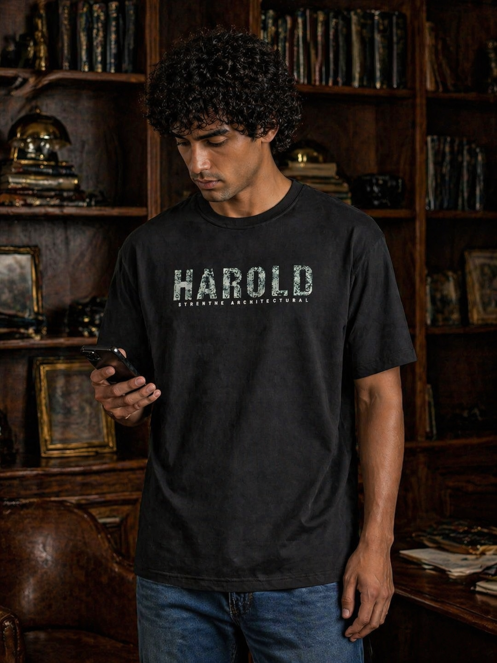Men's HAROLD Slogan Print Oversized T-Shirt | Diamond Fine Knits | Lemon8