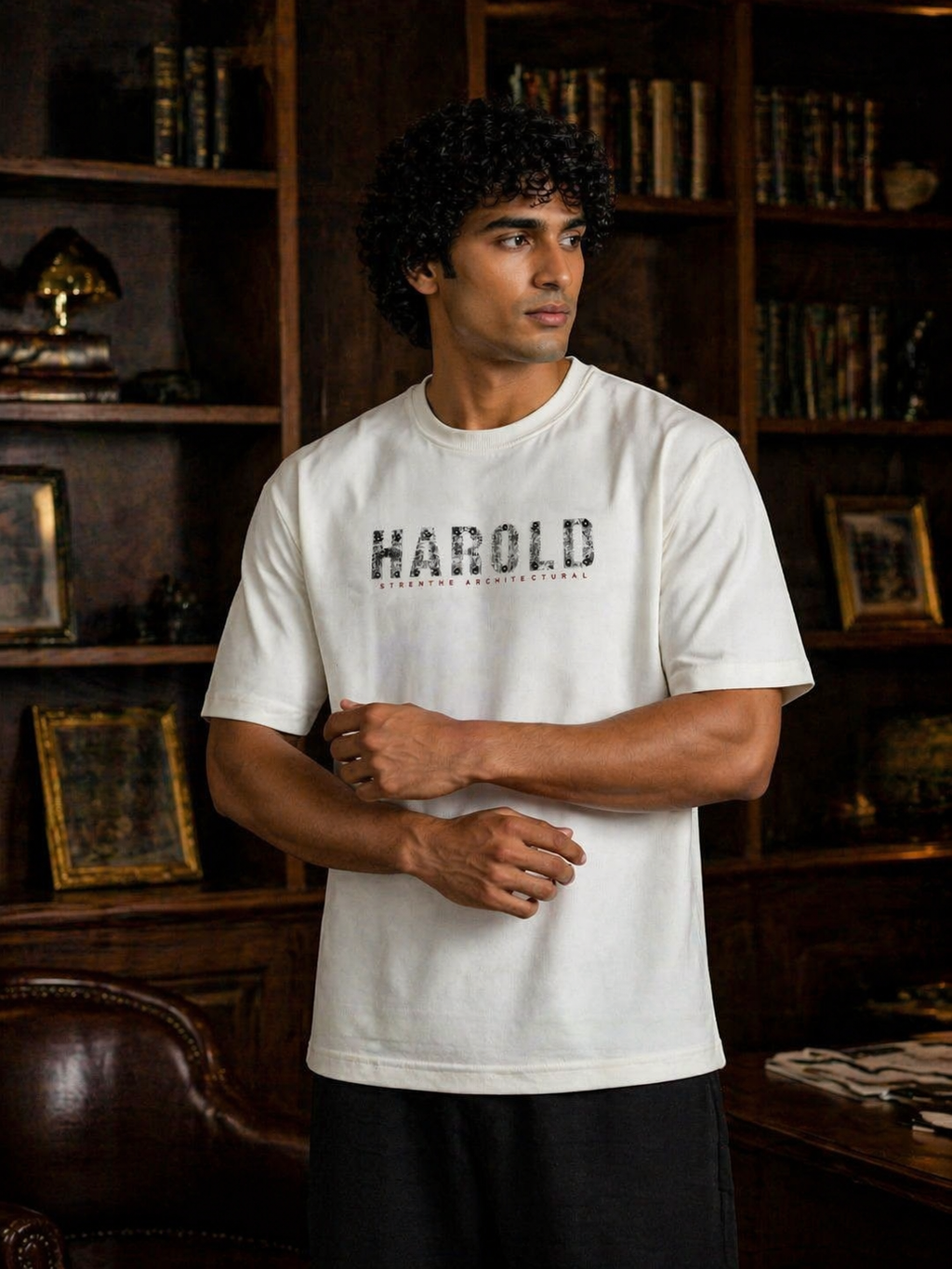 Men's HAROLD Slogan Print Oversized T-Shirt | Diamond Fine Knits | Lemon8