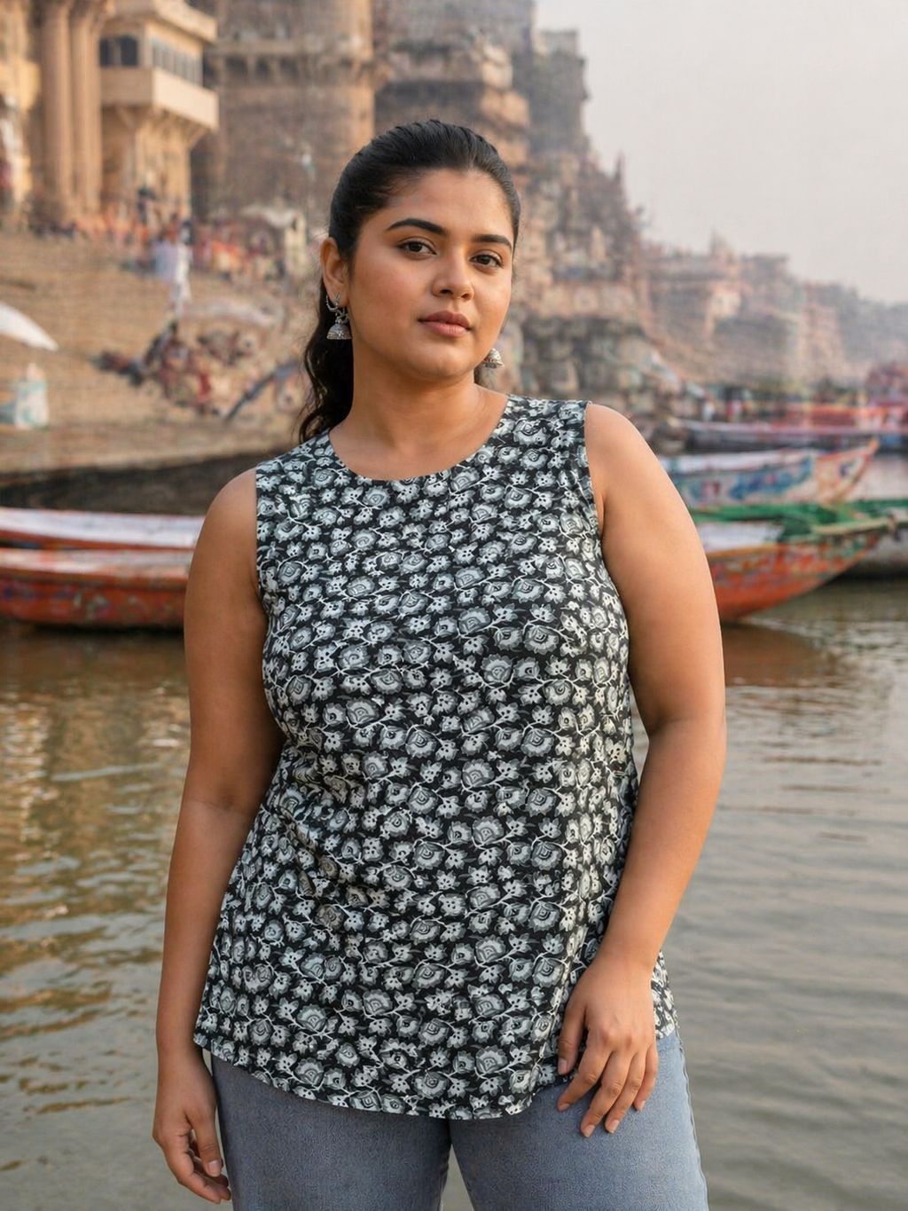 Cotton Floral Print Sleeveless Top for Women | Plus Size 3XL 4XL | Zero+1