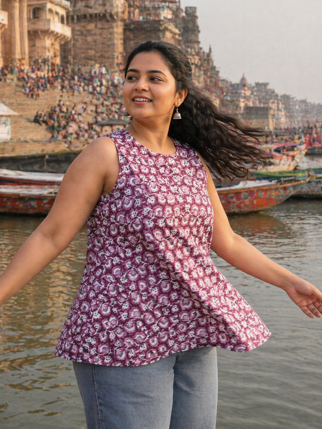 Cotton Floral Print Sleeveless Top for Women | Plus Size 3XL 4XL | Zero+1