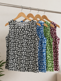 Cotton Floral Print Sleeveless Top for Women | Plus Size 3XL 4XL | Zero+1
