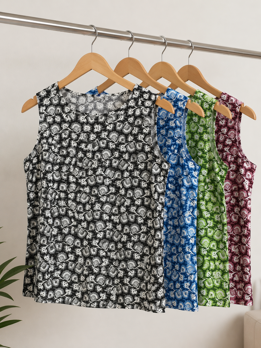 Cotton Floral Print Sleeveless Top for Women | Plus Size 3XL 4XL | Zero+1