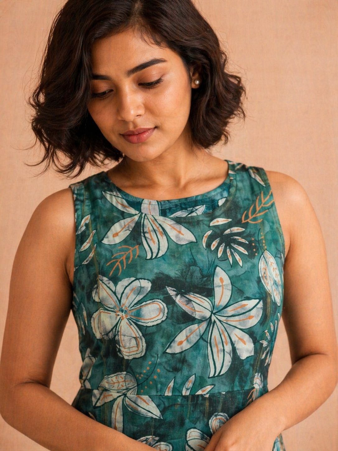 Cristal Satin Tropical Floral Sleeveless Maxi Dress for Women | Mix Size | Miss Kapachi