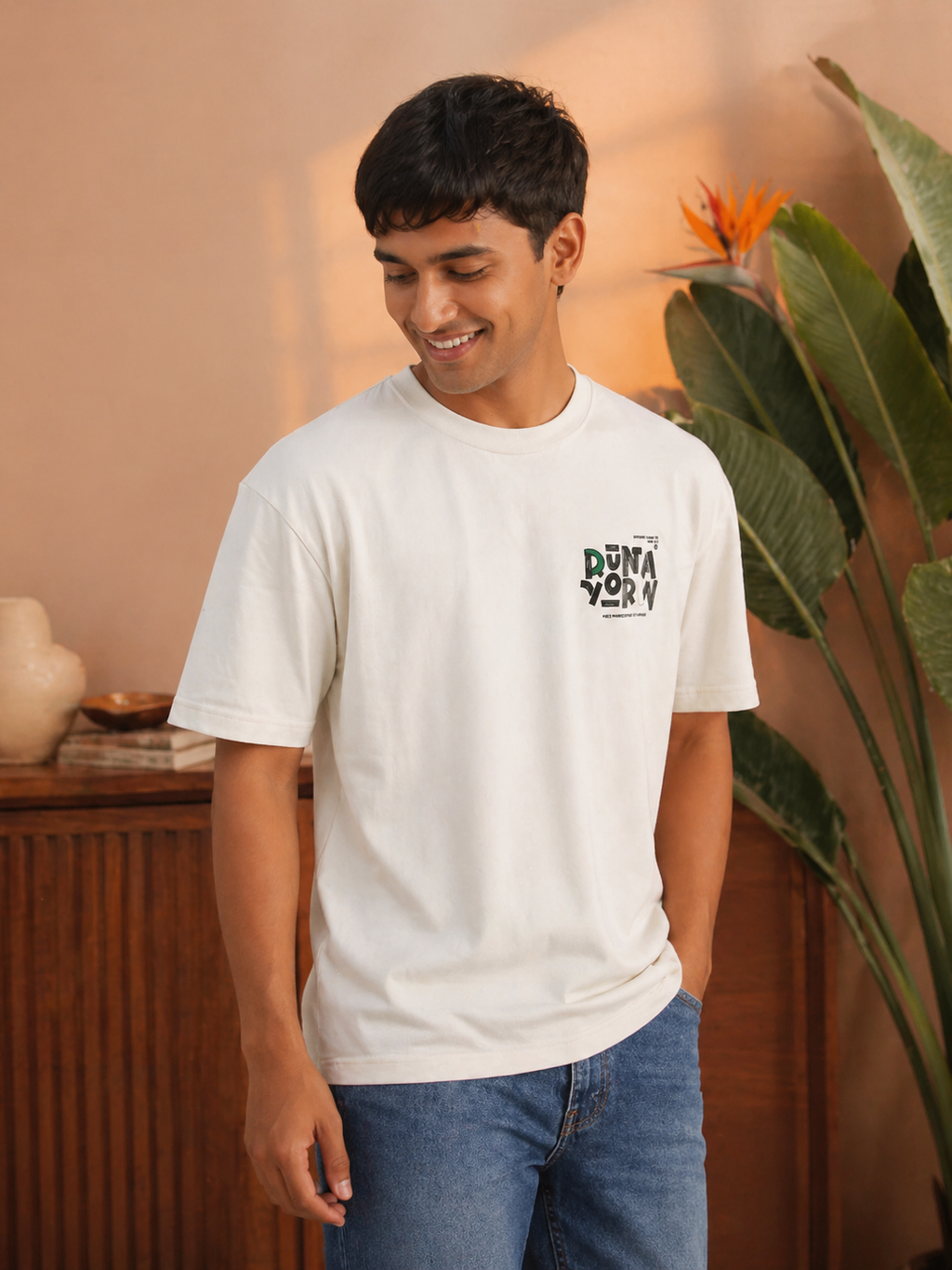 Men's Oversized Back Print Drop-Shoulder T-Shirt | Loopnet Fabric | Lemon8
