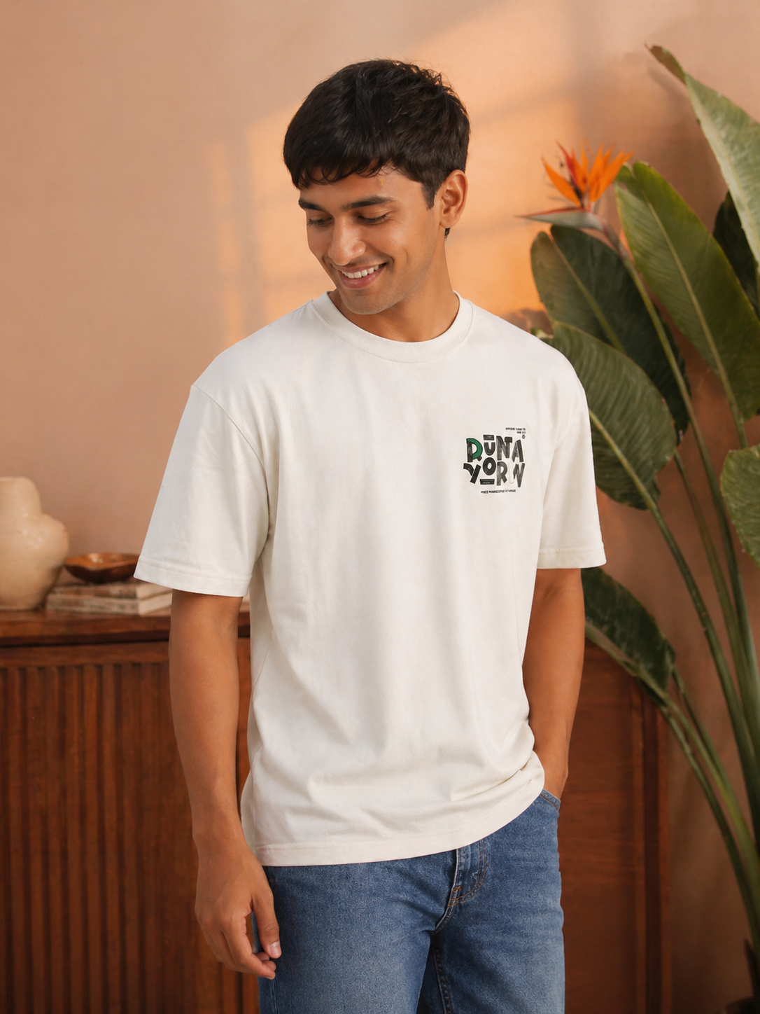 Men's Oversized Back Print Drop-Shoulder T-Shirt | Loopnet Fabric | Lemon8