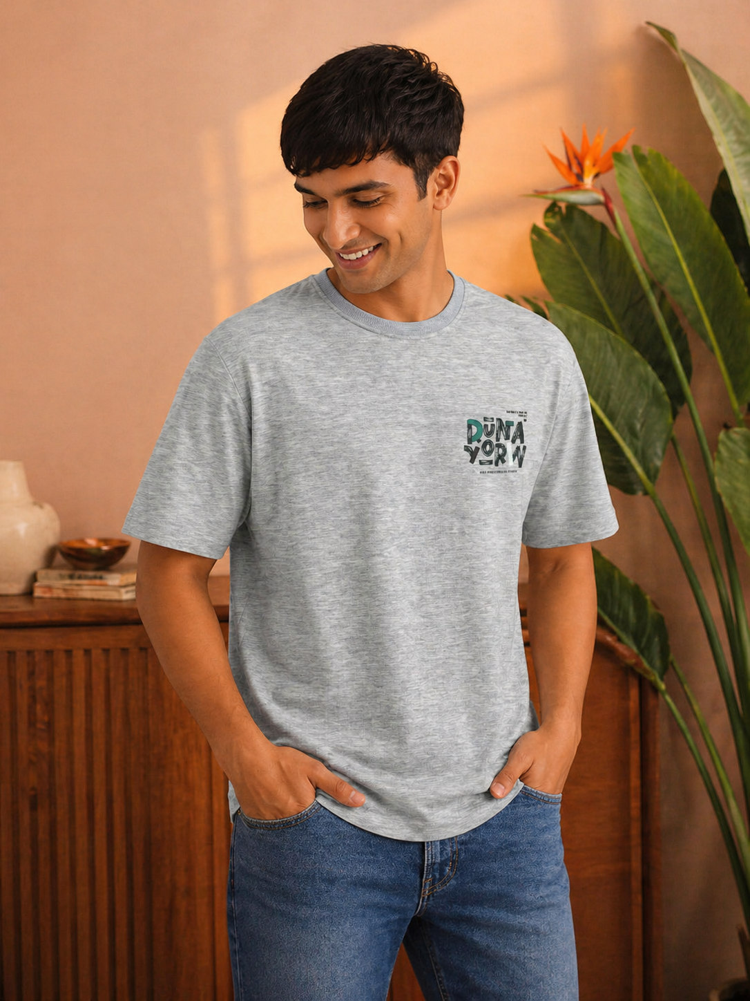 Men's Oversized Back Print Drop-Shoulder T-Shirt | Loopnet Fabric | Lemon8