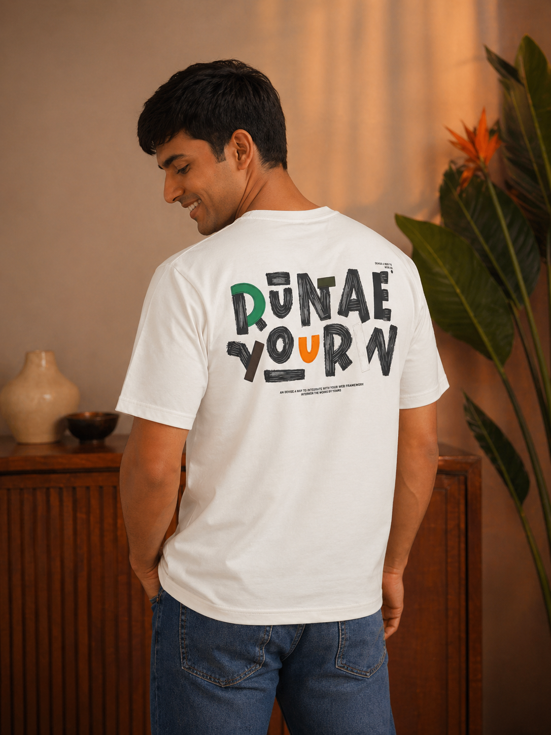 Men's Oversized Back Print Drop-Shoulder T-Shirt | Loopnet Fabric | Lemon8