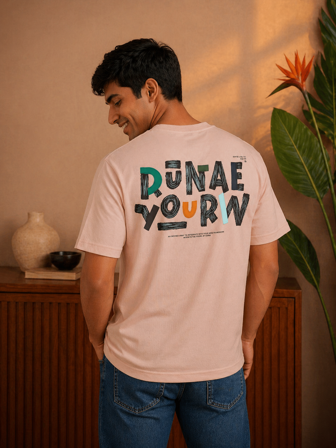 Men's Oversized Back Print Drop-Shoulder T-Shirt | Loopnet Fabric | Lemon8