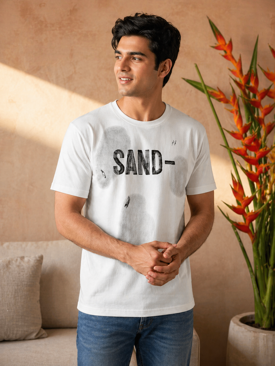 Men's French Slogan Print Oversized T-Shirt | Loopnet Fabric | Lemon8