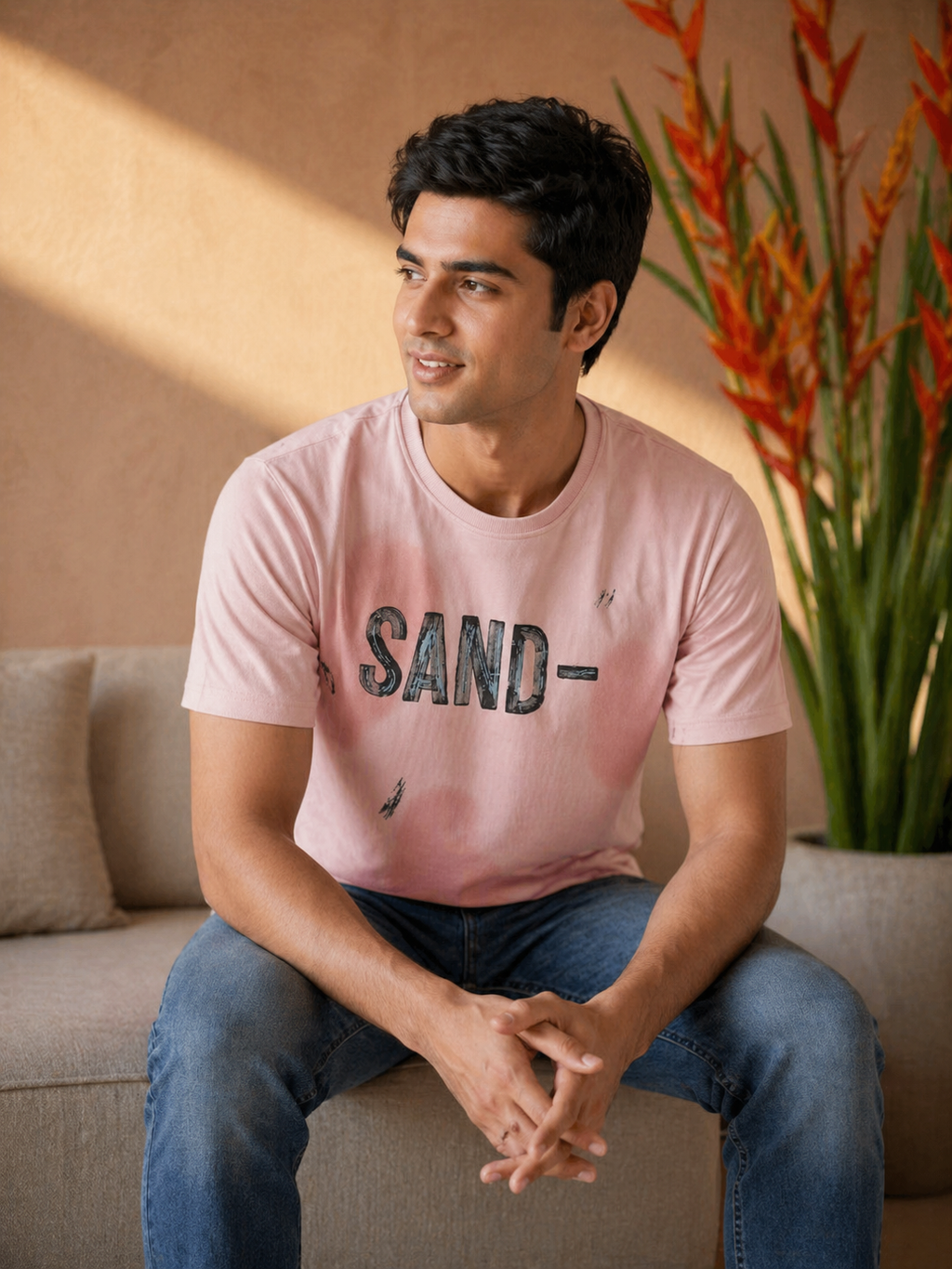 Men's French Slogan Print Oversized T-Shirt | Loopnet Fabric | Lemon8