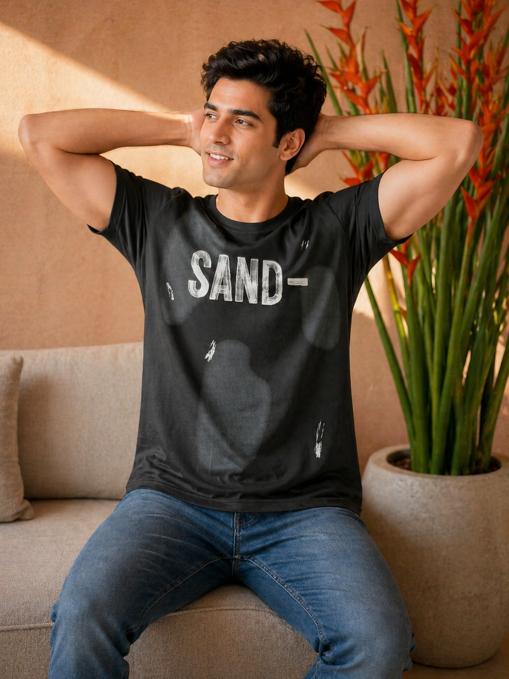 Men's French Slogan Print Oversized T-Shirt | Loopnet Fabric | Lemon8