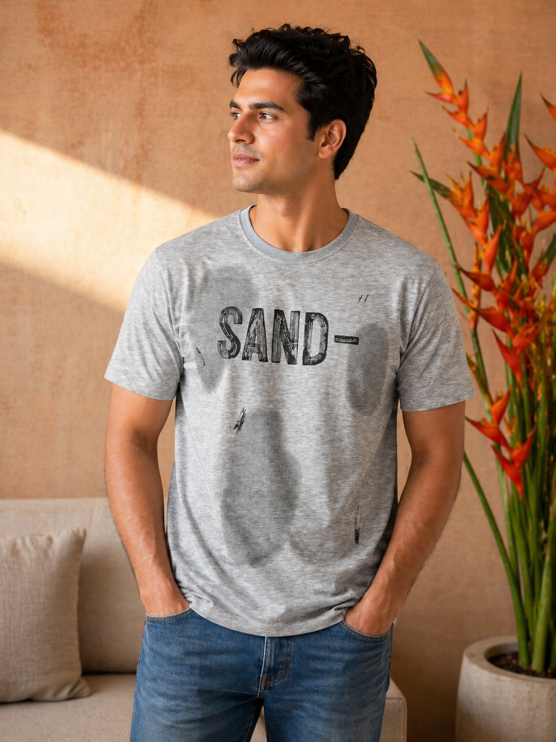 Men's French Slogan Print Oversized T-Shirt | Loopnet Fabric | Lemon8