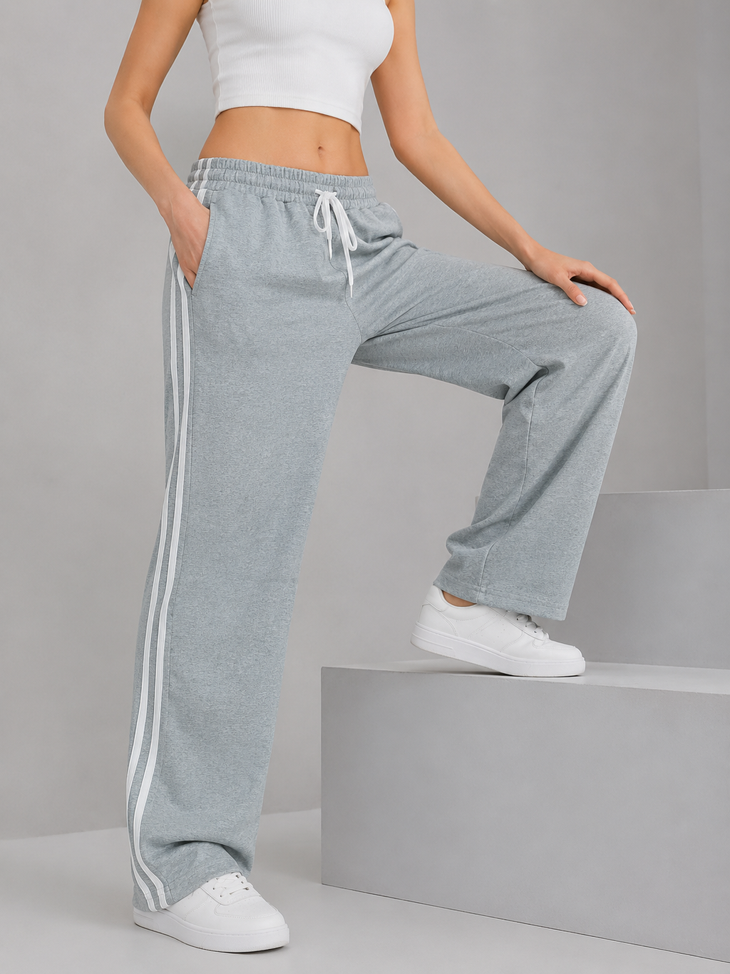 Side Stripe Track Pants | Elasticated Drawstring Waist | Unisex Fit | Miss Kapachi