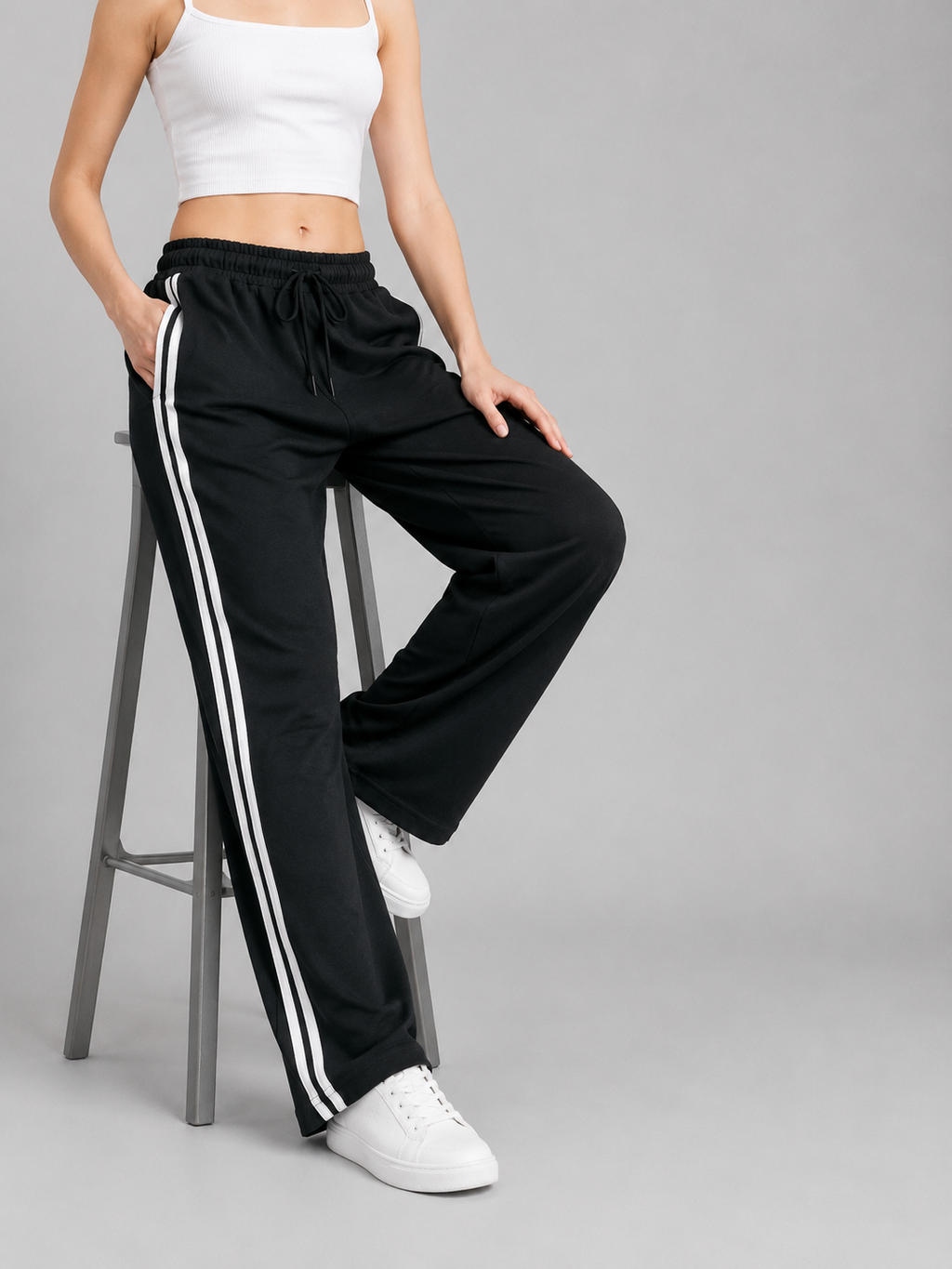 Side Stripe Track Pants | Elasticated Drawstring Waist | Unisex Fit | Miss Kapachi