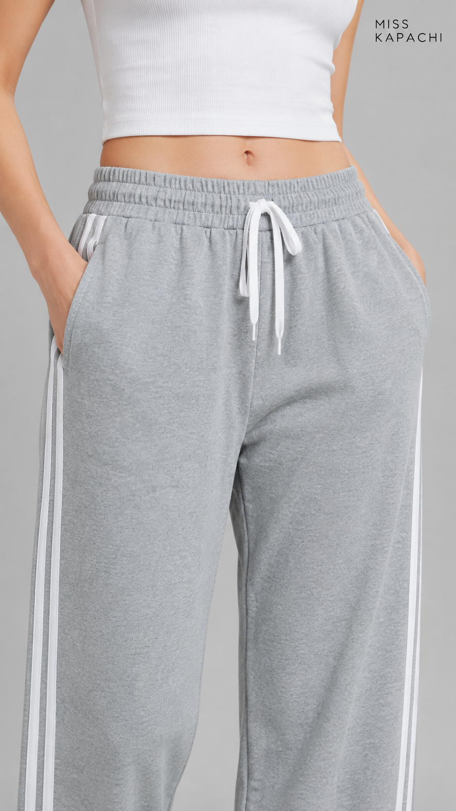 Side Stripe Track Pants | Elasticated Drawstring Waist | Unisex Fit | Miss Kapachi