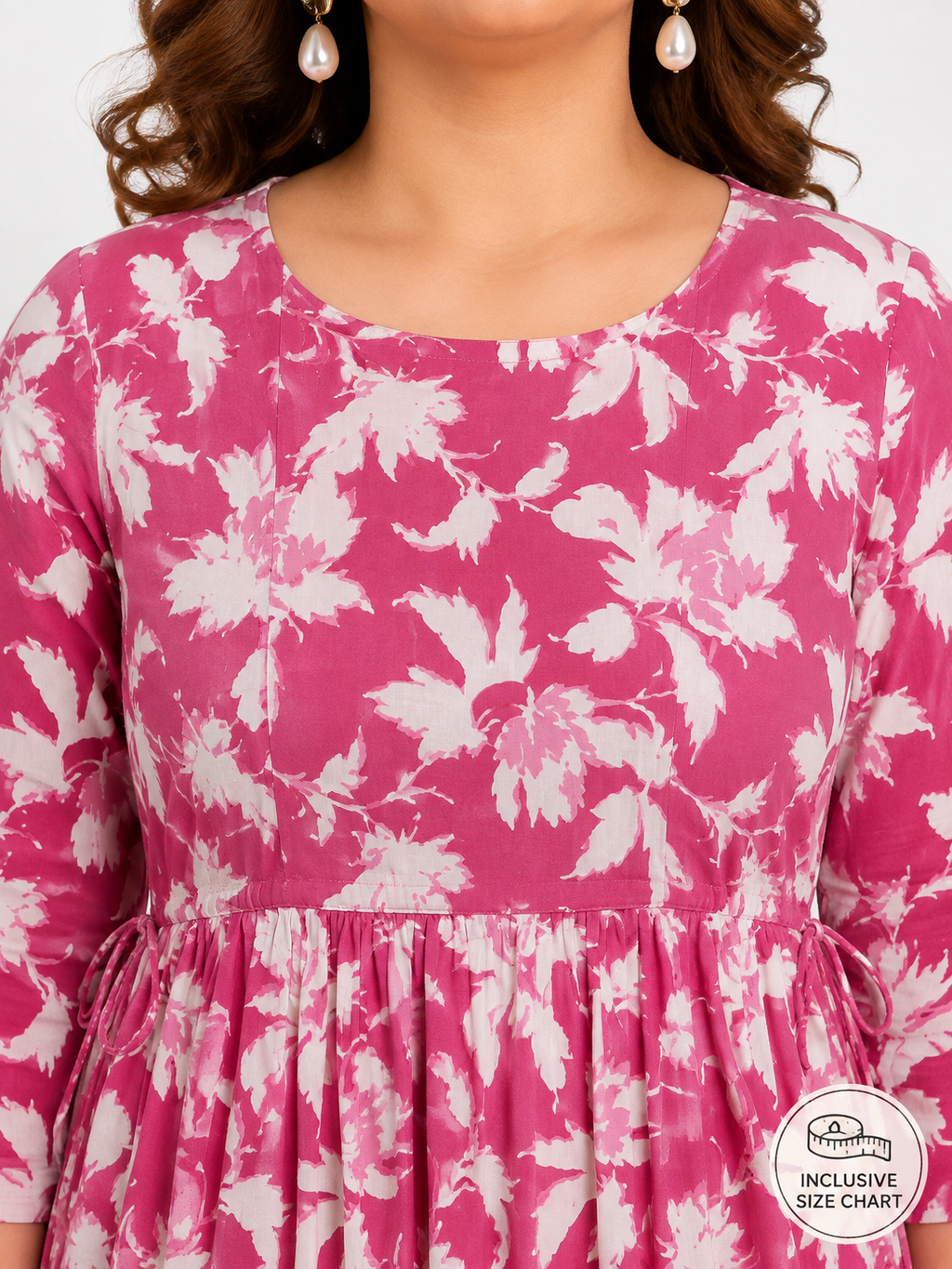 Women's Floral Print 3/4 Sleeve A-Line Midi Dress | Zero+1