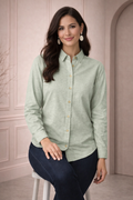 Soft Melange Shirt | Full-Sleeve Women's Casual Formal Button-Down Shirt | Miss Kapachi