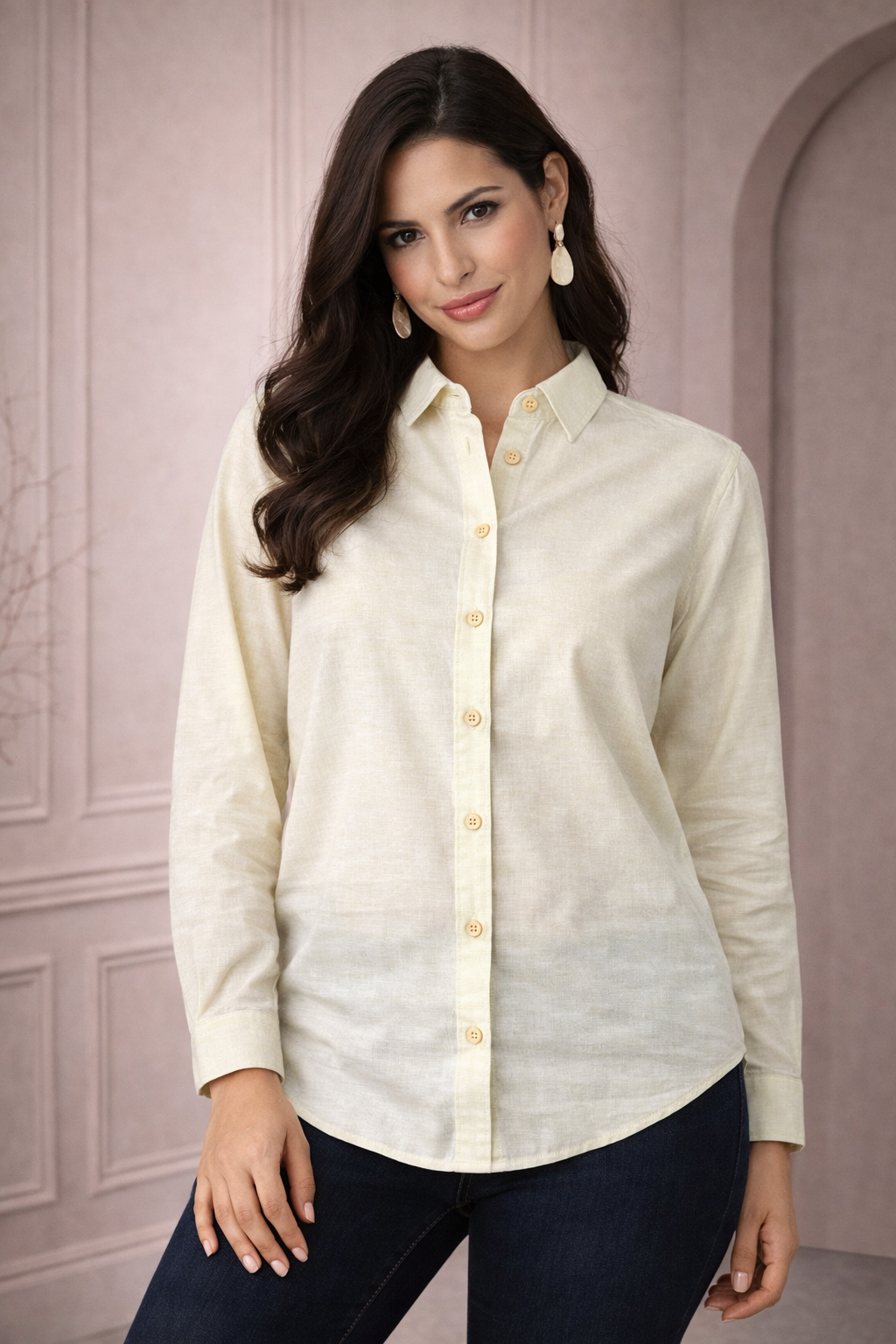 Soft Melange Shirt | Full-Sleeve Women's Casual Formal Button-Down Shirt | Miss Kapachi