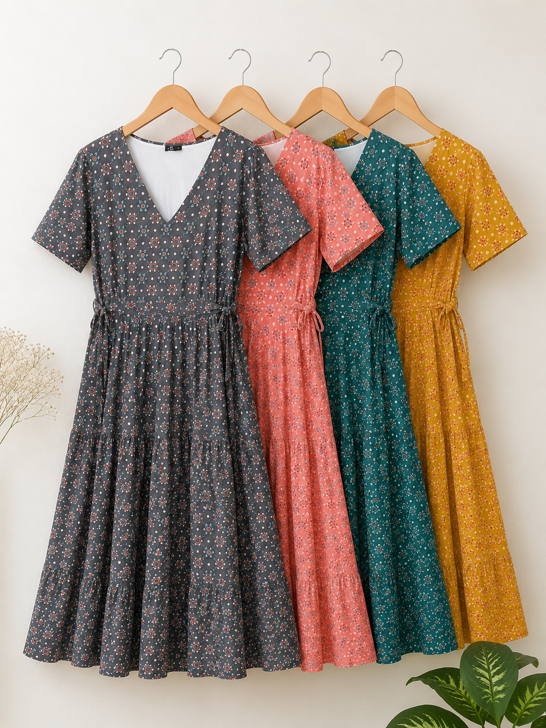 Floral Print Rayon Cotton Flare Dress | 3XL-4XL | Miss Kapachi