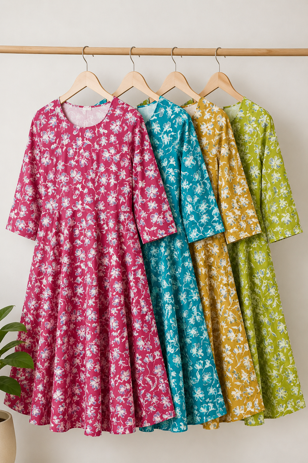 Floral Print Rayon Cotton Flare Dress | 3XL-4XL | Zero+1
