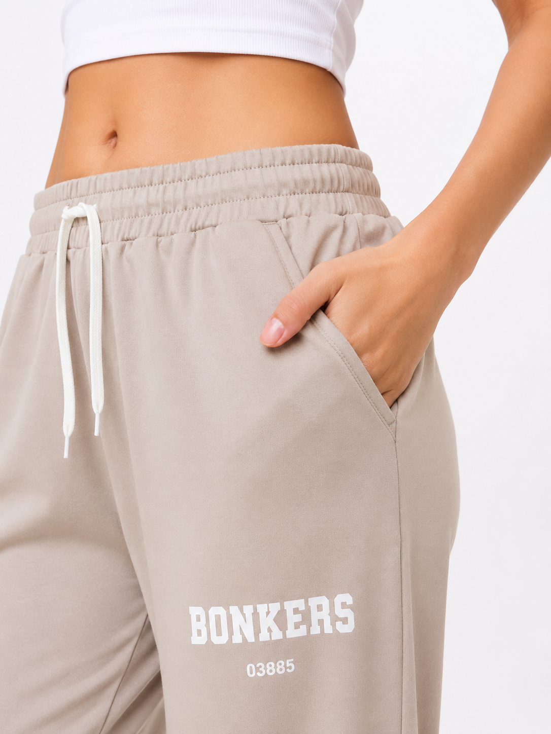 Bonkers Graphic Wide-Leg Track Pants | Olive Green Streetwear Trousers for Women | Miss Kapachi