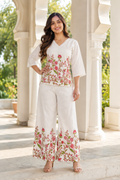 Floral Embroidered Co-Ord Set for Women | Chikankari Top & Palazzo Pants | Miss Kapachi