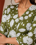 Red Floral Print Flared Kurti Dress | Women's Ethnic Wear | Zero+1