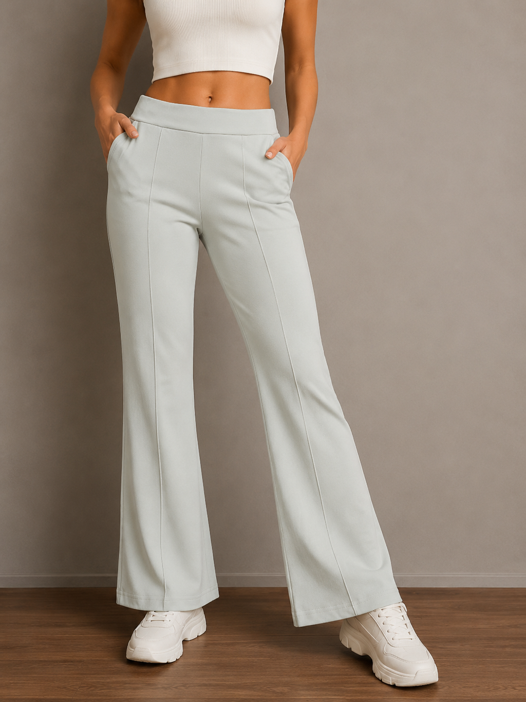 Red Bootcut Trousers | Women's High-Waist Flared Pants | Miss Kapachi