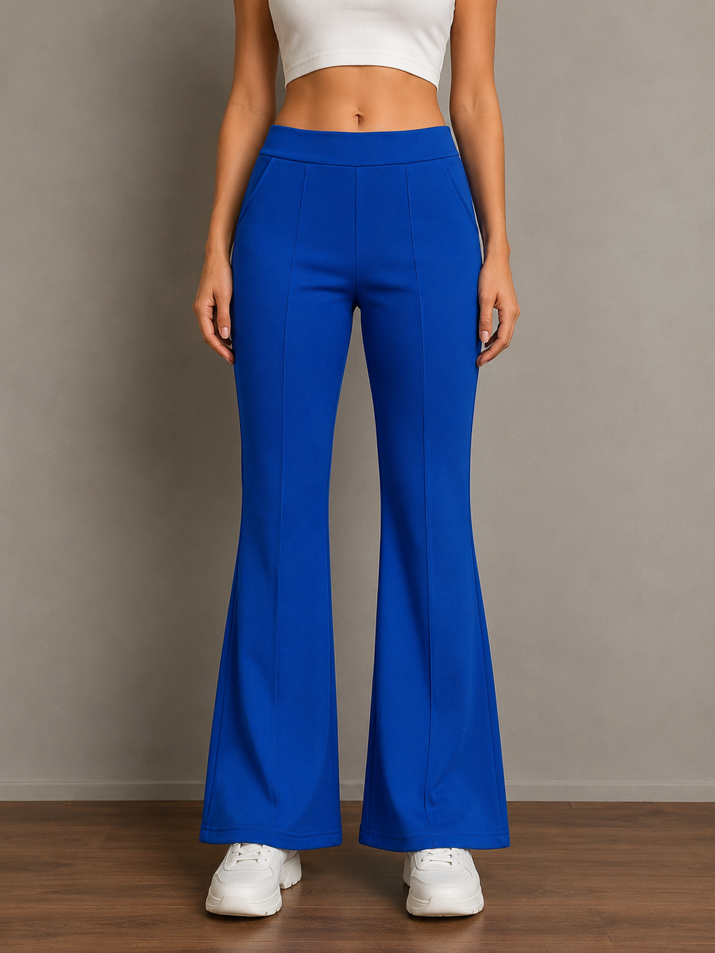 Red Bootcut Trousers | Women's High-Waist Flared Pants | Miss Kapachi