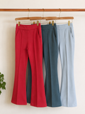 Red Bootcut Trousers | Women's High-Waist Flared Pants | Miss Kapachi