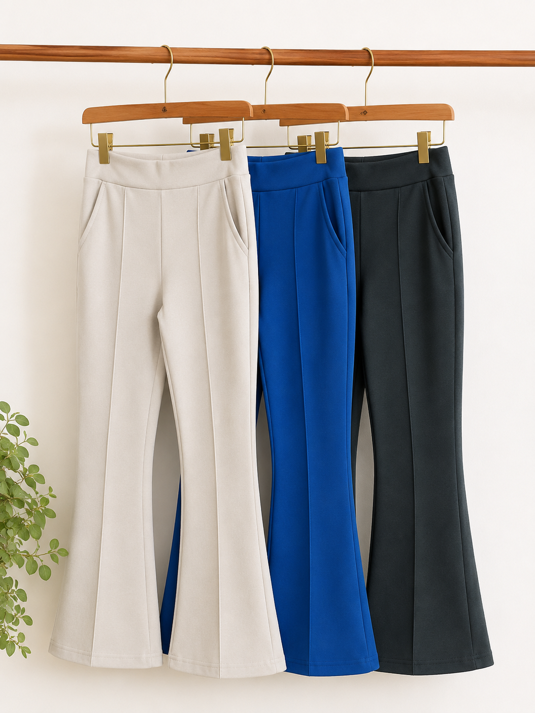 Red Bootcut Trousers | Women's High-Waist Flared Pants | Miss Kapachi