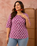 Floral Printed Top | Women's 3/4 Sleeve Casual Ethnic Wear | Zero+1
