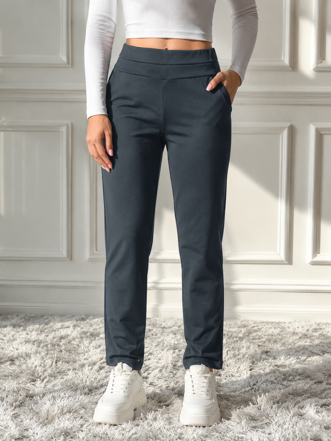 Zueric Low Waist Slim Fit Trousers | Tapered Ankle Pants | Miss Kapachi