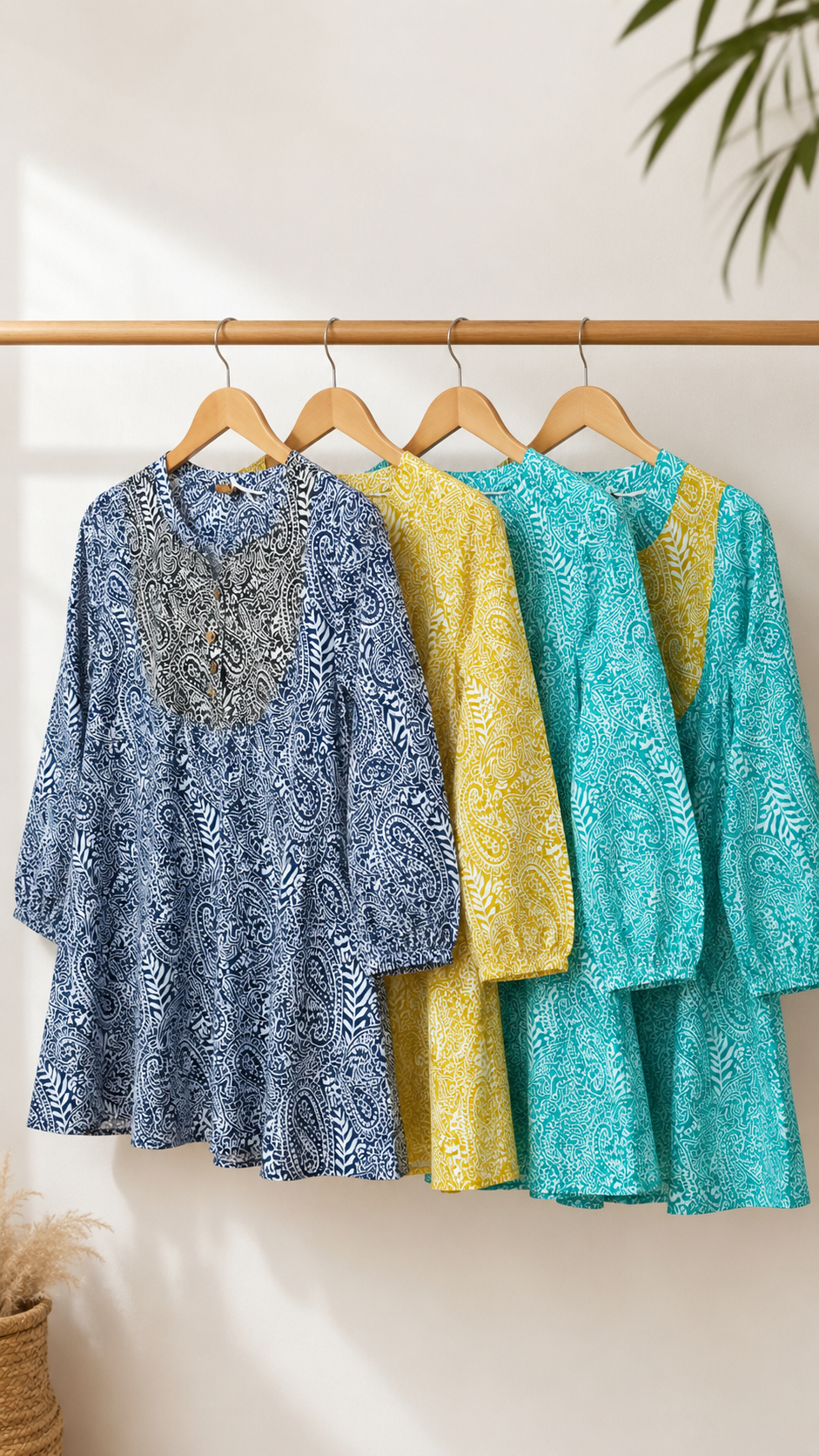 Paisley Print Kurti (Short) Teal & Gold Paisley Contrast Kurti | Miss Kapachi
