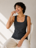 Ribbed Tank Top Sage Wide-Rib Square-Neck Tank | Miss Kapachi
