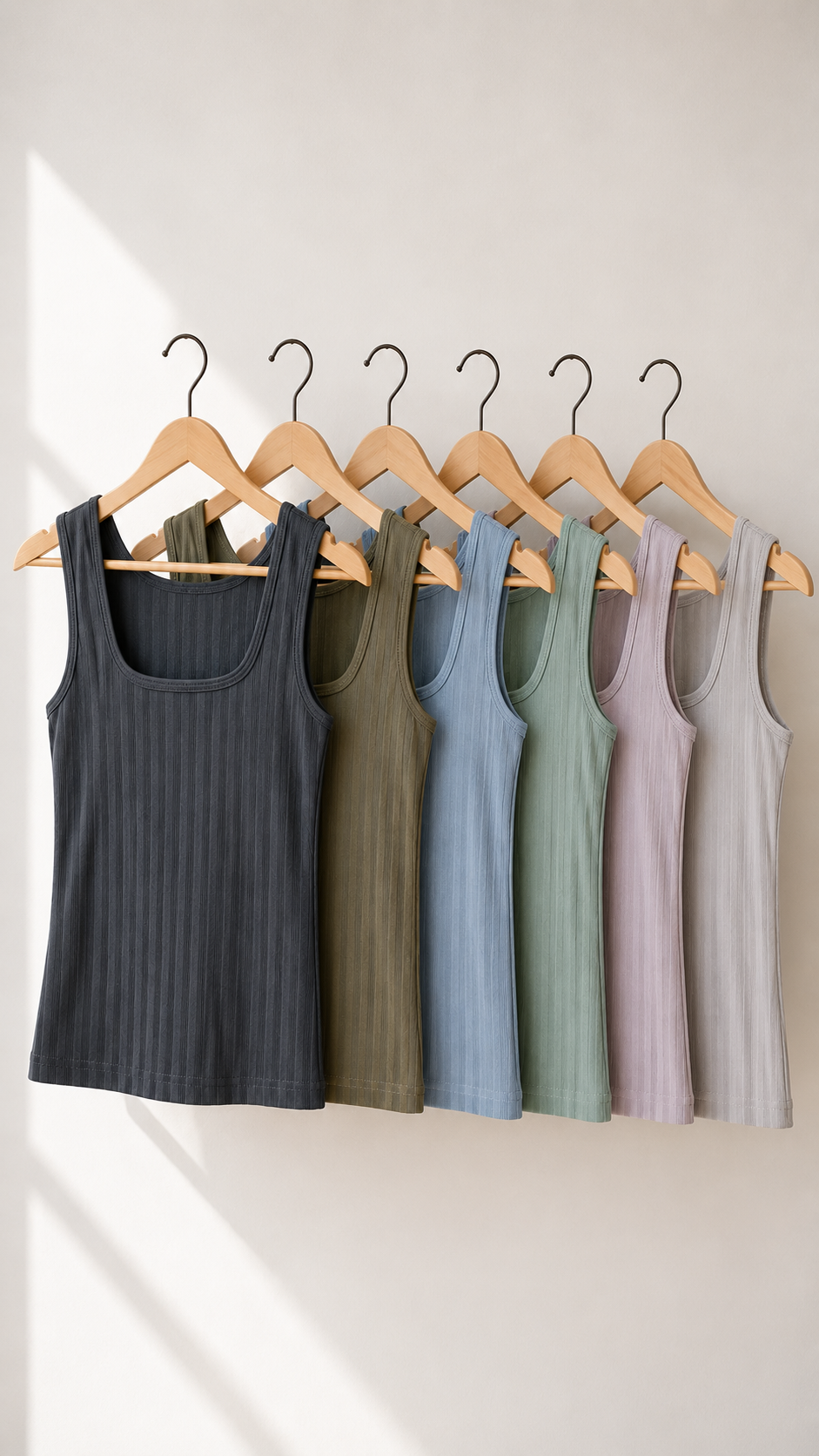 Ribbed Tank Top Sage Wide-Rib Square-Neck Tank | Miss Kapachi